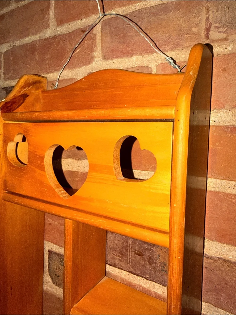 Wooden Heart Shelf Wall Decor - Natural Wood Finish